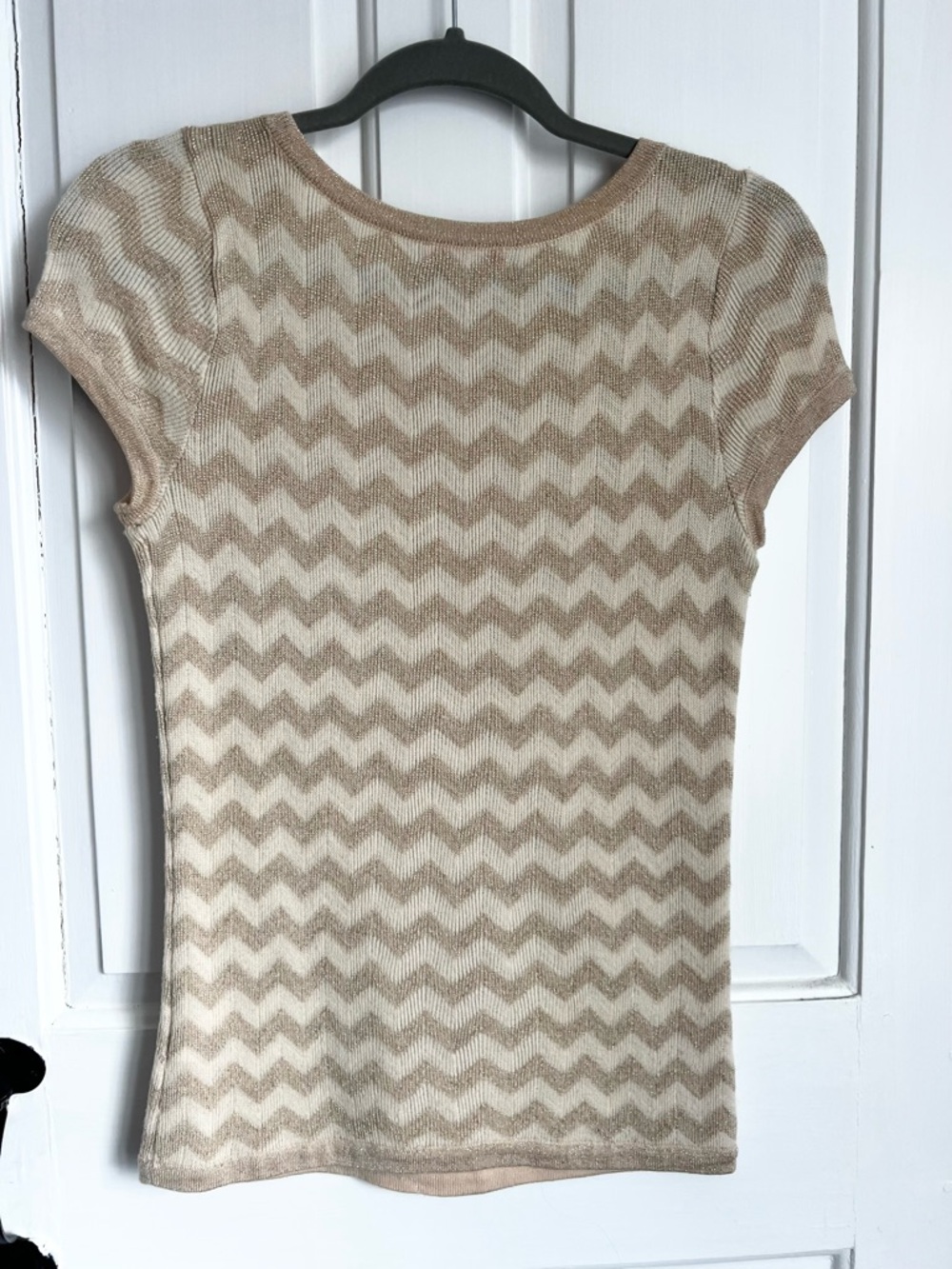 Beige & Cream Chevron Knit Top